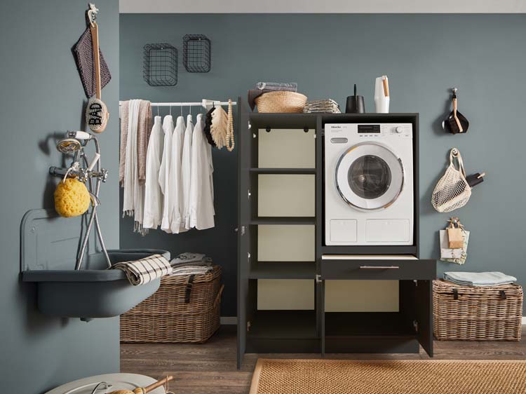 Wasmachine kast Decowash set 8 antraciet 117,5x67,5x162cm