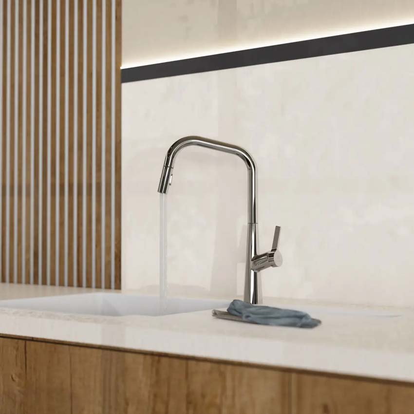 Robinet de cuisine Wasserwerk WK 9 Edge chrome avec bec extractible