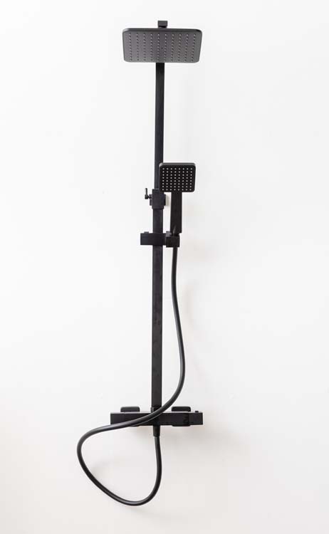 Doucheset Skylar thermostatisch mat zwart