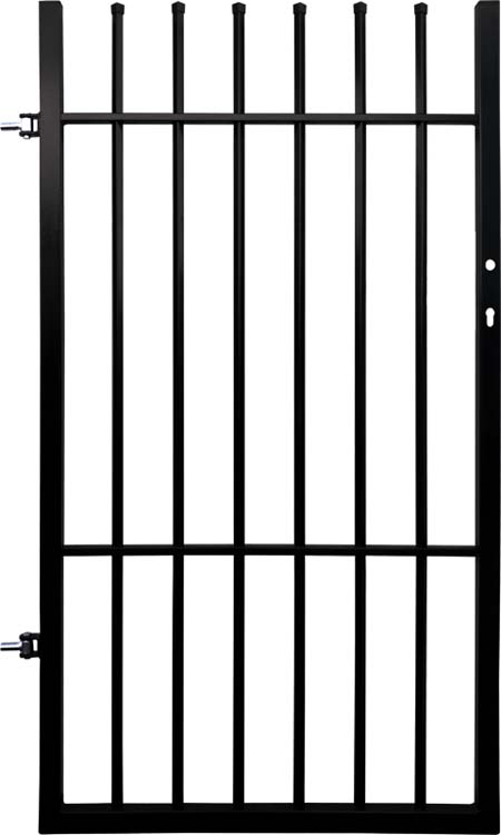 Portillon battant Arlon acier noir 90x150cm - avec barreaux verticaux, quincaillerie incluse