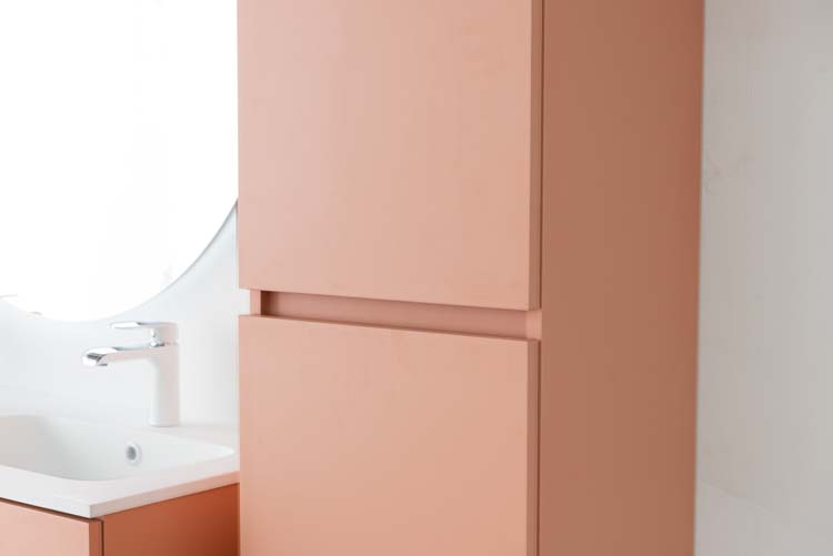 Badkamermeubel Puro blush hangend met dubbele wastafel mat wit 120cm