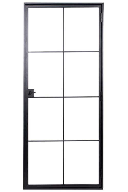 Porte intérieure simple en acier Black Glamour noir 8V poussant à gauche sur mesure