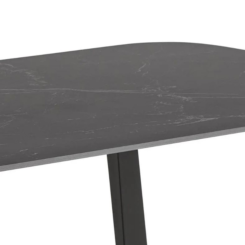Eetkamertafel Etna keramiek zwart 90x180cm + rechte poten zwart