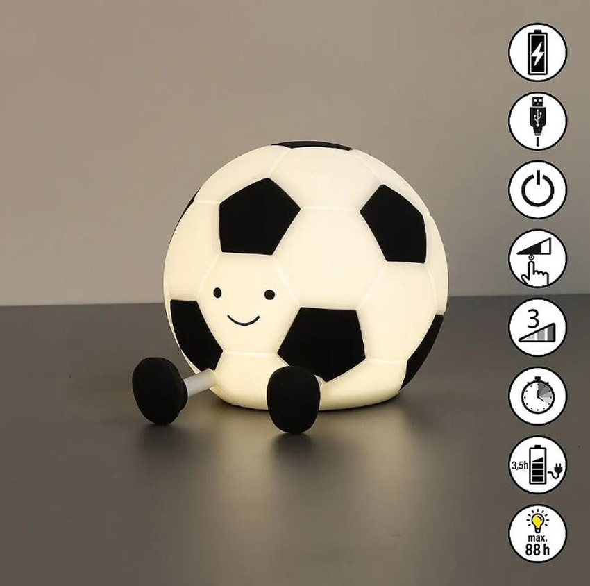 Tafellamp Voetbal - wit/zwart - 14x11,5x10,5cm - dimbaar - LED - 1x0,4W - 3000K