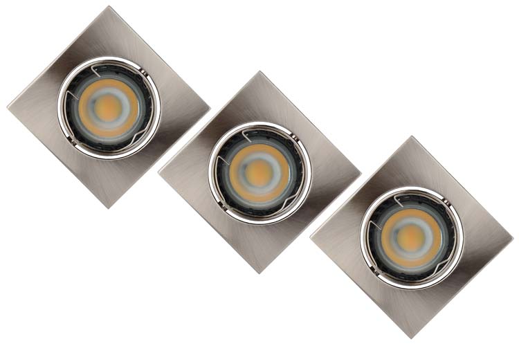Spot encastré - chrome - carré - dimmable - GU10 - 5W - 3000K - set de 3
