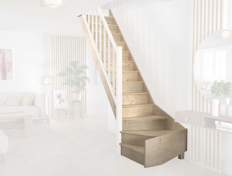 Gesloten trap den Hamburg met kwartslag links onder incl. leuning