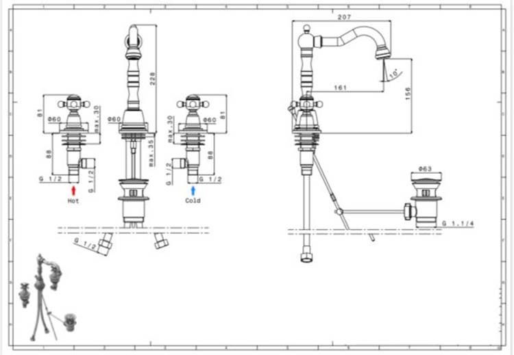 Wastafelkraan Traditional De Luxe chroom