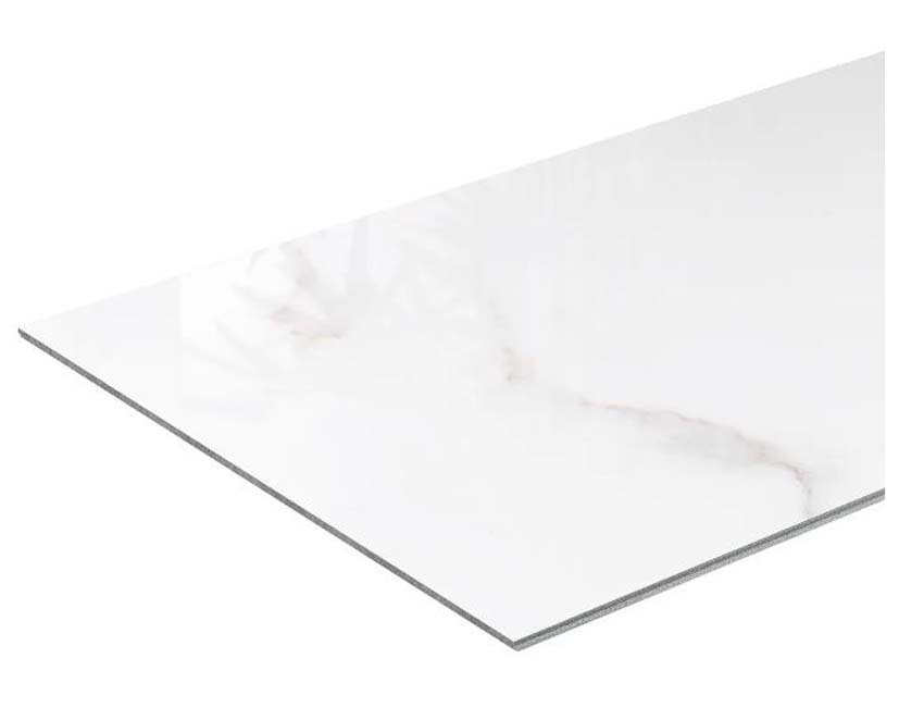 Panneau mural Dumawall+ Trapani gloss marbre blanc 50x90cm