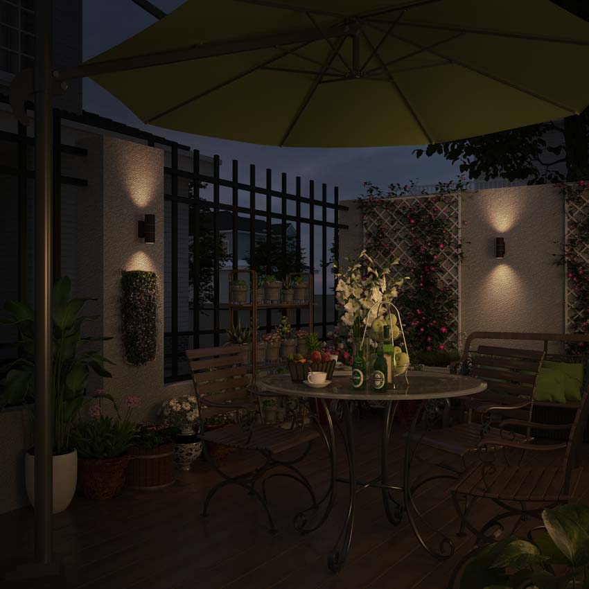 Wandlamp - Roest - 6,8x9x15cm - GU10 - 2x7W