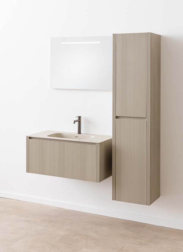 Badkamermeubel Amelia rookgrijs met enkele wastafel mat 90cm