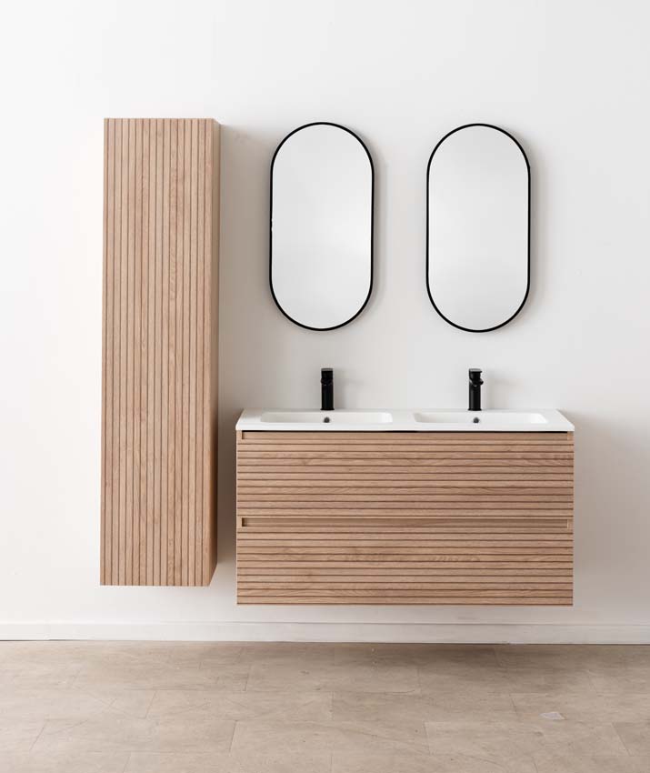 Meuble de salle de bain Dotan line up 2 tiroirs 1200 mm lavabo blanc mat