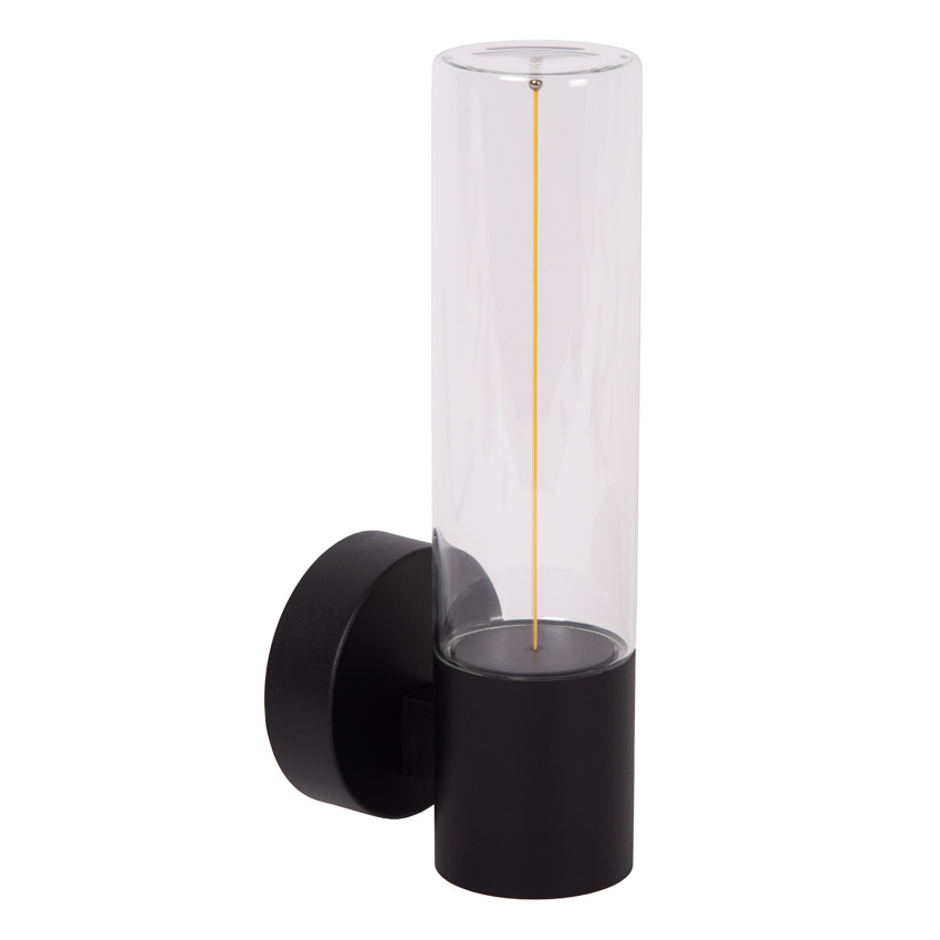 Lucide Essential Filani - Applique murale intérieur/extérieur - LED - 1x8W - 2700K - IP54 - Noir