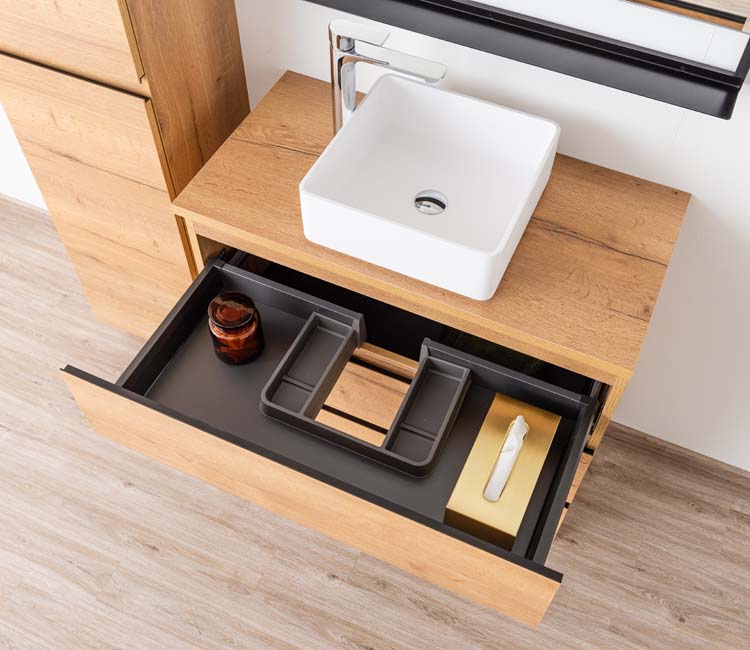 Badmeubel Daria eik goudbruin 900 mm staand opbouwtablet melamine
