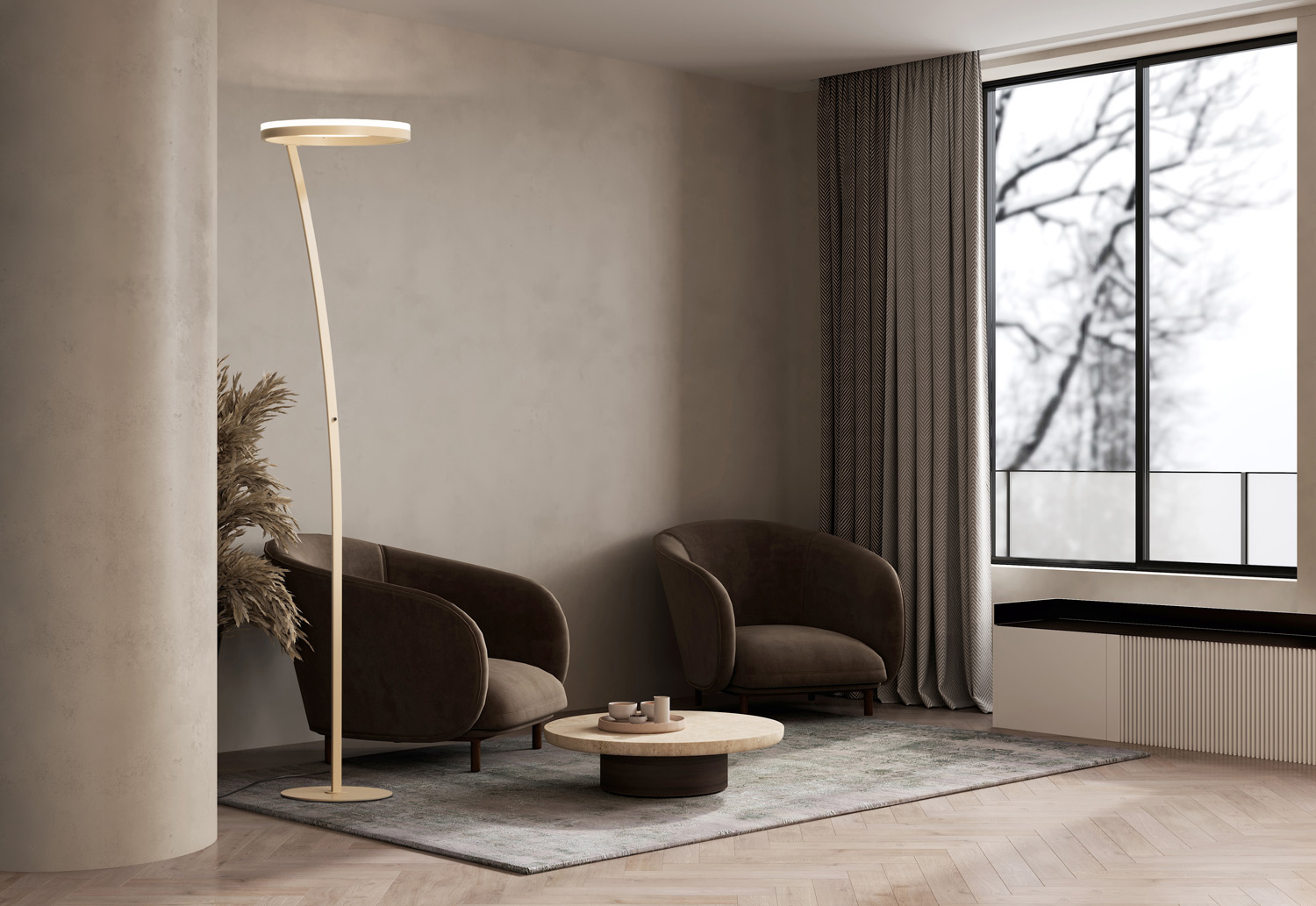 Lampadaire - sable - Ø40xH177cm - dimmable - LED - 1x30W - 2700/3350/4000K