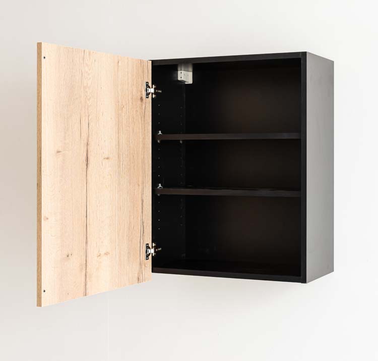 Armoire de cuisine Plenti armoire suspendue noire/aspect bois 60x78cm