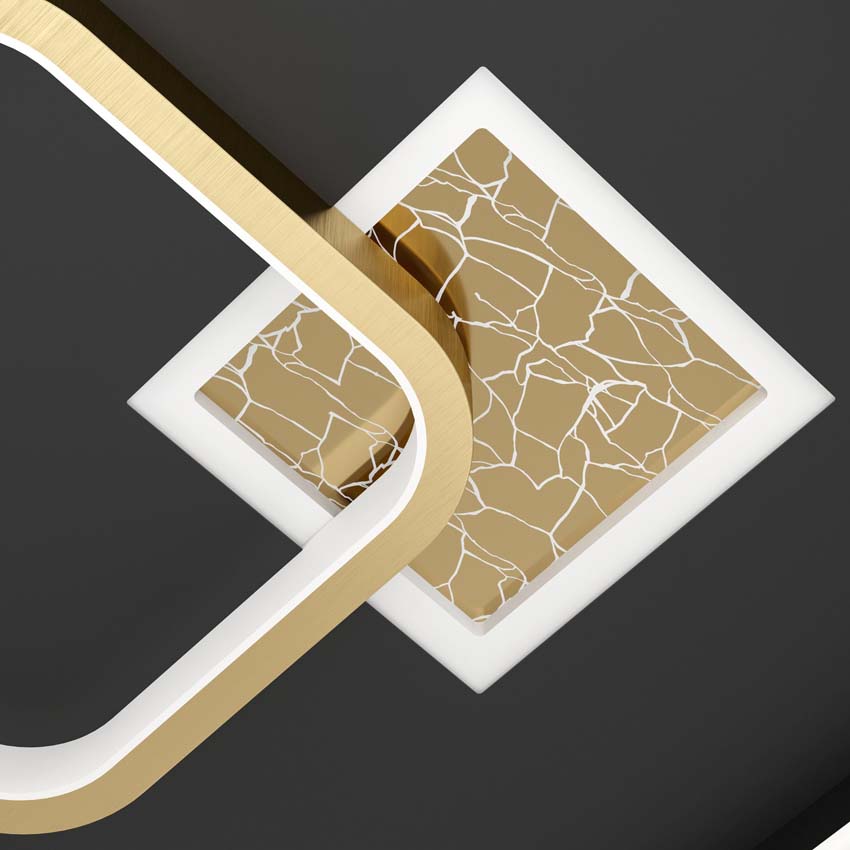 Plafonnière - Zwart/goud - 35x35cm - Dimbaar - LED - 1x28W - 4000K