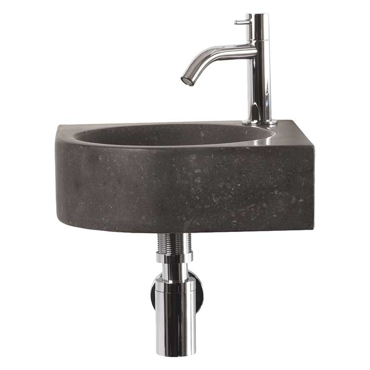 Lave-mains Cleopatra pierre naturelle noir 10x30x30cm set complet