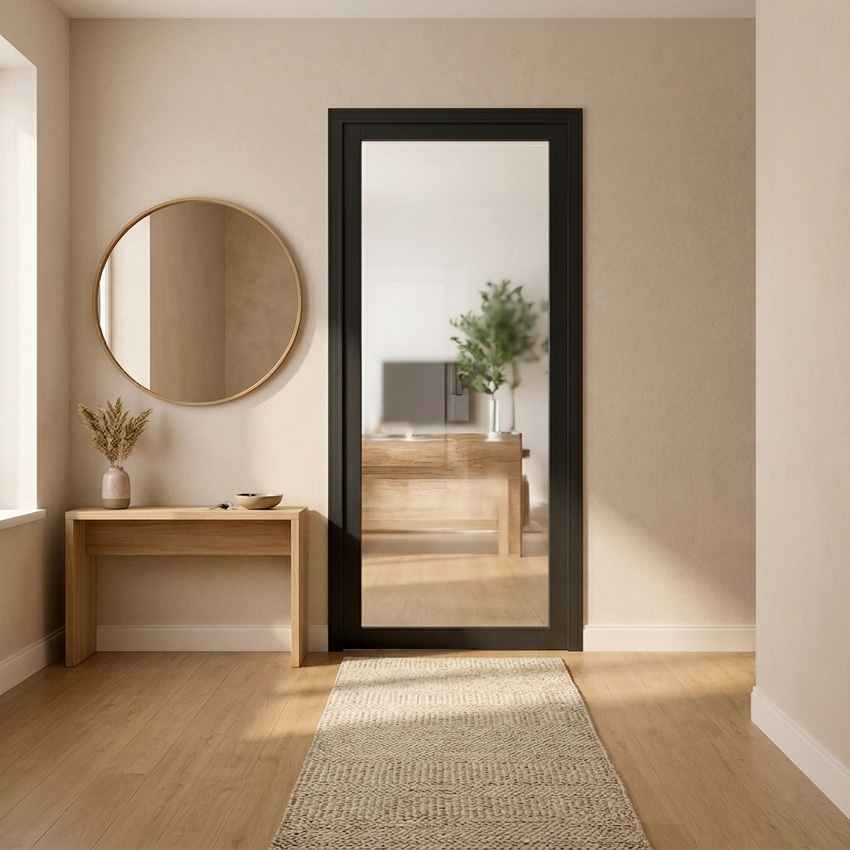 Bloc-porte 83cm steel look feeling black 1R verre clair 201.5cm