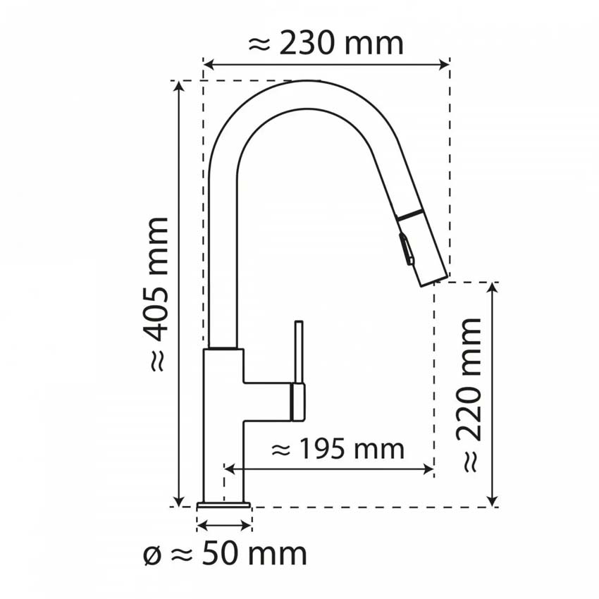 Keukenkraan Wasserwerk WK 13 Curve mat grafiet met uittrekbare uitloop