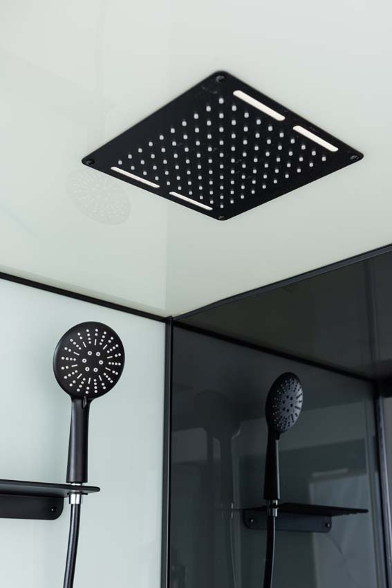 Cabine de douche Piper thermostatique L/R noir porte battante 110x80x215cm