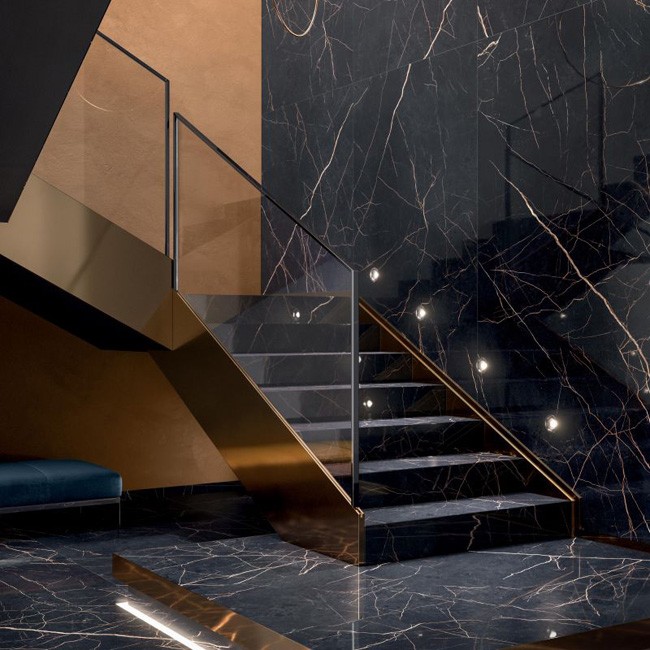 Carrelage de sol et mural Supreme Evo imitation marbre noir brillant 60x120cm