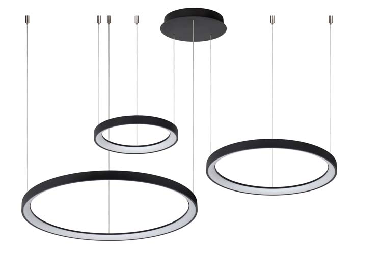 Lucide VIDAL - Hanglamp - Ø 78 cm - LED Dimb. - 1x120W 2700K - Zwart