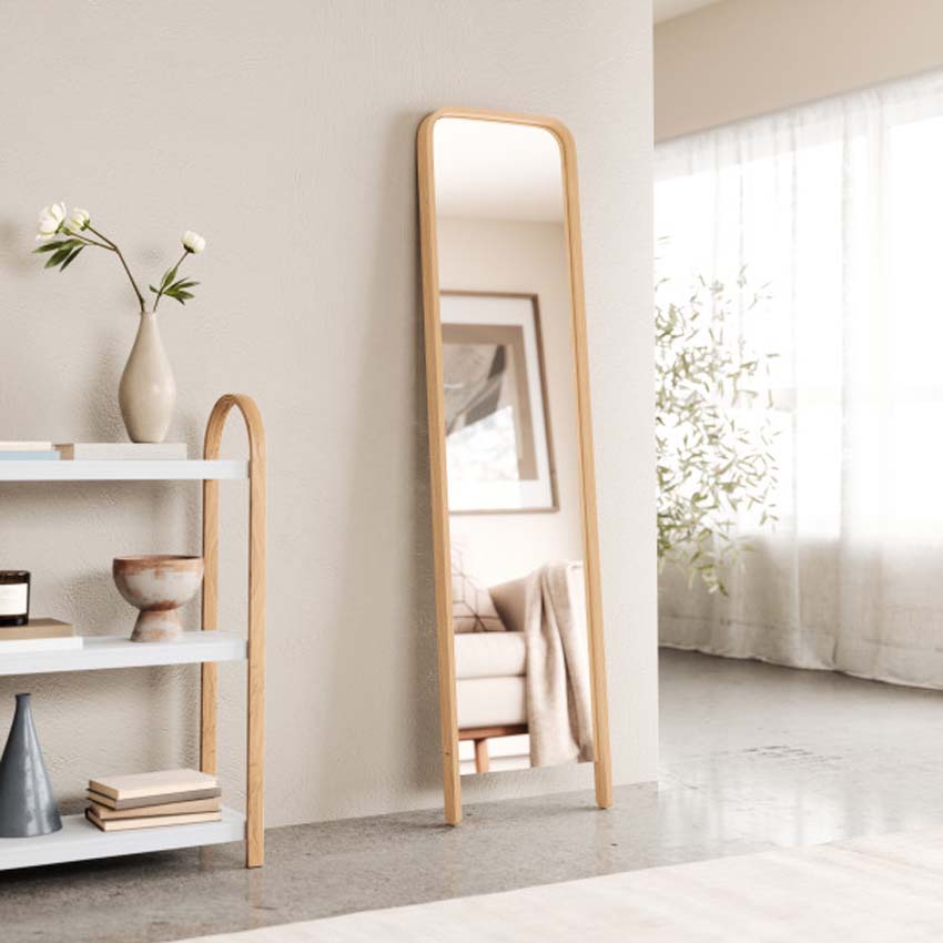 Miroir sur pied rectangulaire Umbra Bellwood naturel 157x39cm