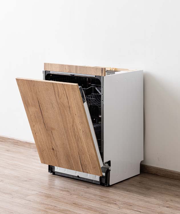 Armoire de cuisine Plenti avec panneau pour lave-vaisselle noir/aspect bois 59,6x74,4cm