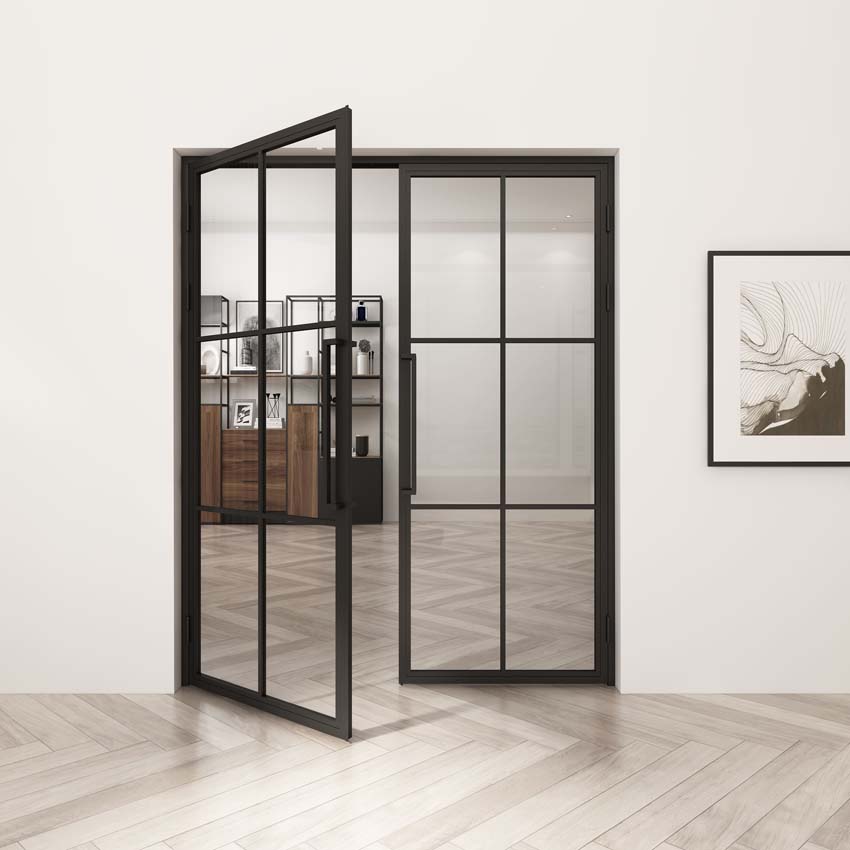Porte intérieure double en acier Tara 6W 204x176cm droite