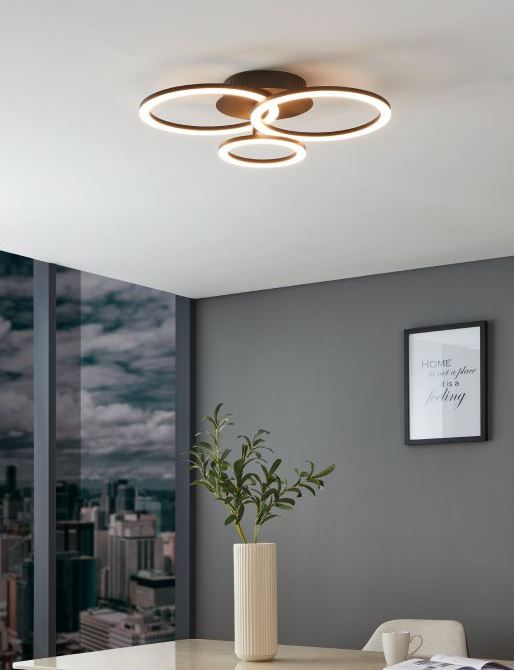 Plafondlamp LED Zwart/wit - dimbaar - 3 cirkels