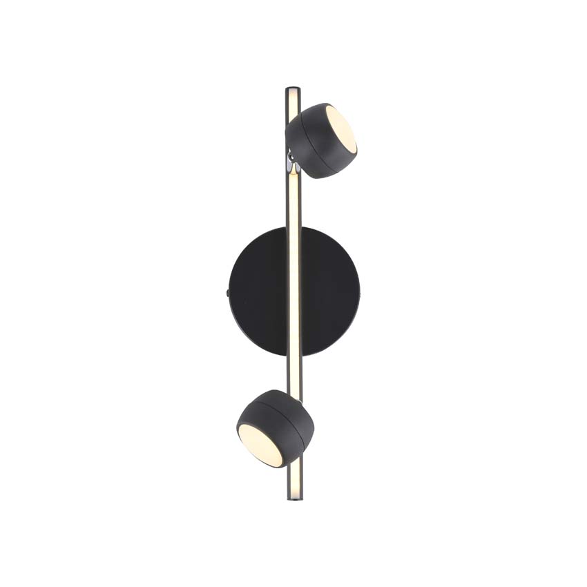 Opbouwspot - zwart - 13x40,3cm - dimbaar - 2x5,3W - 3000K