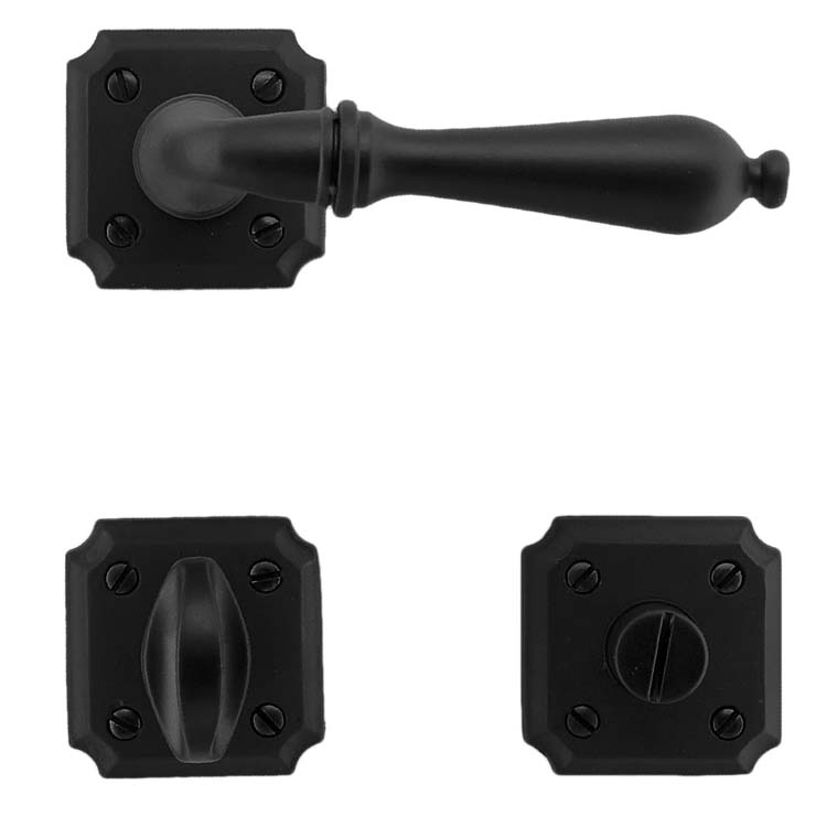 Poignée de porte pro roselle noir avec serrure toilette