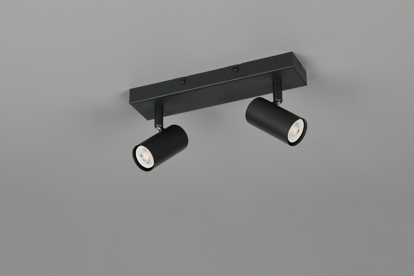 Spot en saillie - noir mat - 26x6x13,5cm - dimmable - GU10/MR11 - 2x5W