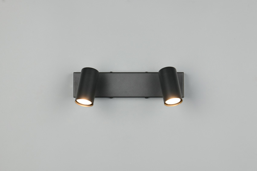 Spot en saillie - noir mat - 26x6x13,5cm - dimmable - GU10/MR11 - 2x5W