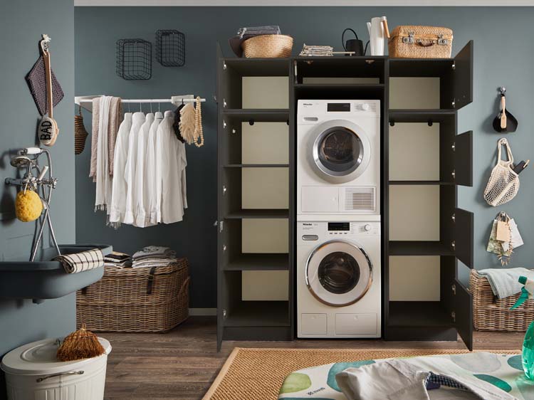 Meuble pour buanderie Decowash set 3 anthracite 167,5x67,5x200cm