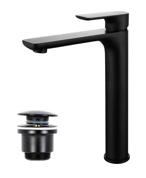 Robinet de lavabo Hunter noir mat surélevé + click clack