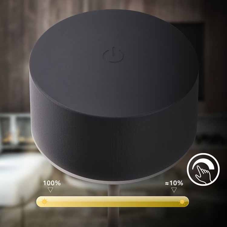 Lampe de table Zurela - noir - 19cm - dimmable - LED - 3W - 2700K - IP44 - USB