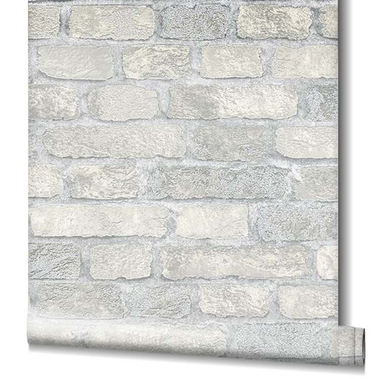 Vinyle sur papier peint intissé brique gris 0,53x10m