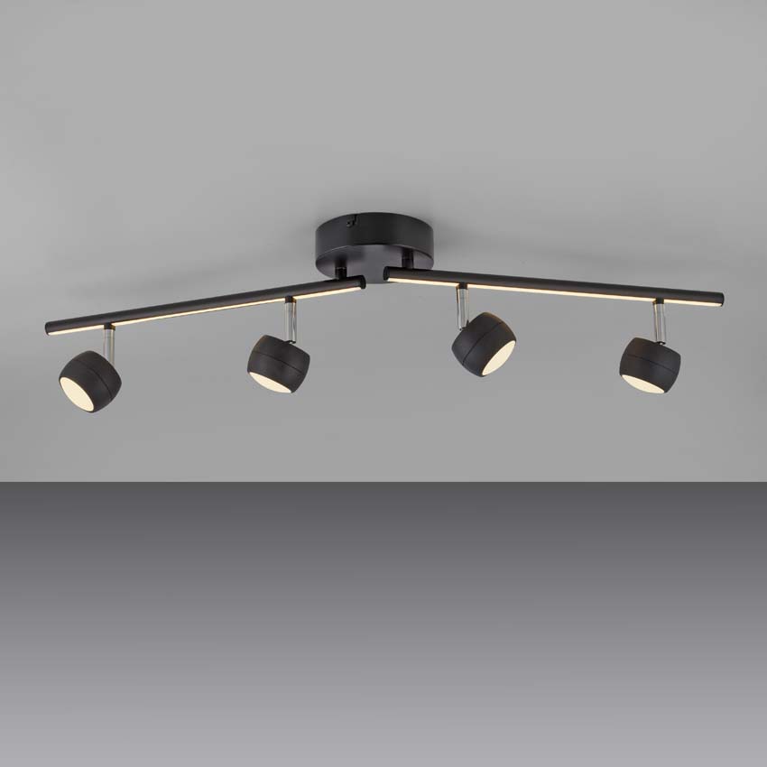 Opbouwspot - zwart - 13x75cm - dimbaar - 4x5,35W - 3000K