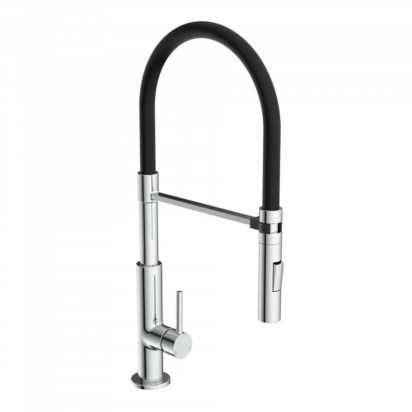 Robinet de cuisine Sven chrome/noir avec bec extractible