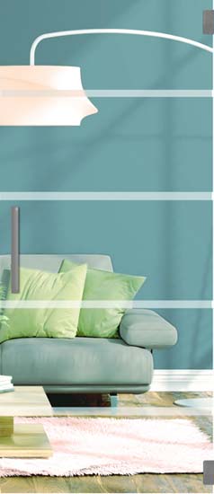 Porte intérieure vitrée complète clair + 4 lignes mat 73x201cm poignée carrée inox + charnières