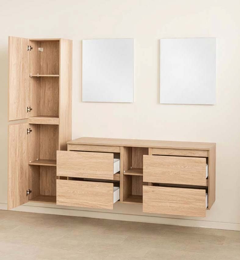 Meuble de salle de bain Bella chêne 150cm