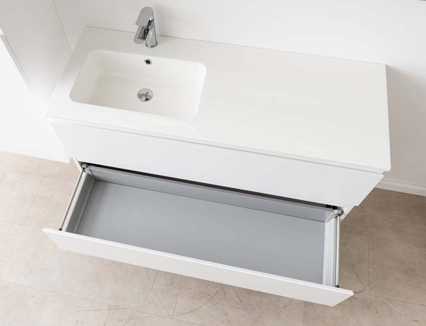 Meuble de salle de bain Tibo blanc avec lavabo simple blanc brillant 120cm