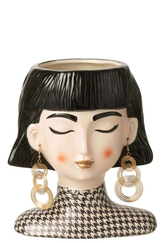 Vase dame Margo sans chapeau céramique multicolore 19x13x22cm