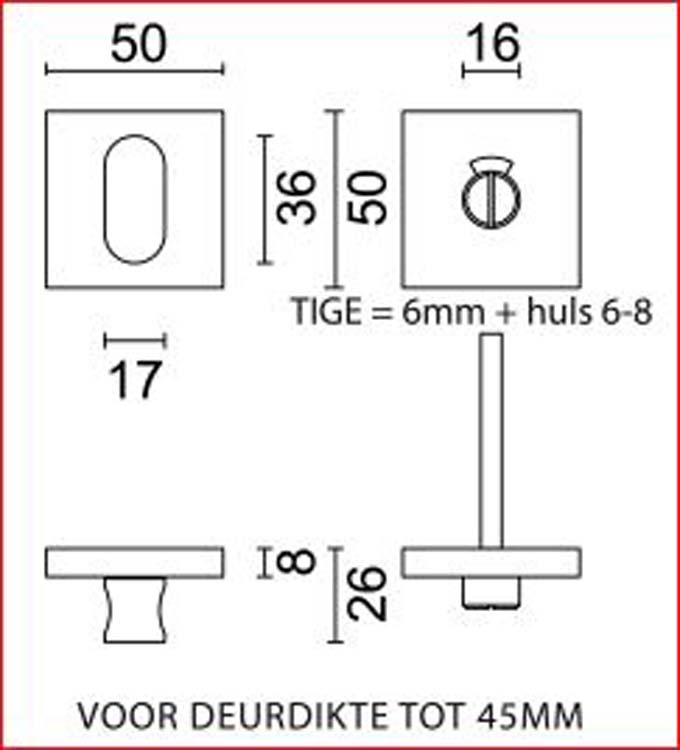 WC slot garnituur square shape zwart