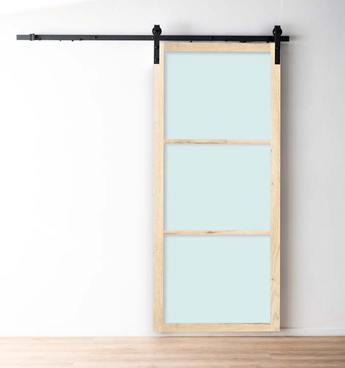 Porte coulissante steellook RW oak clair+rail robust noir 93x211.5cm