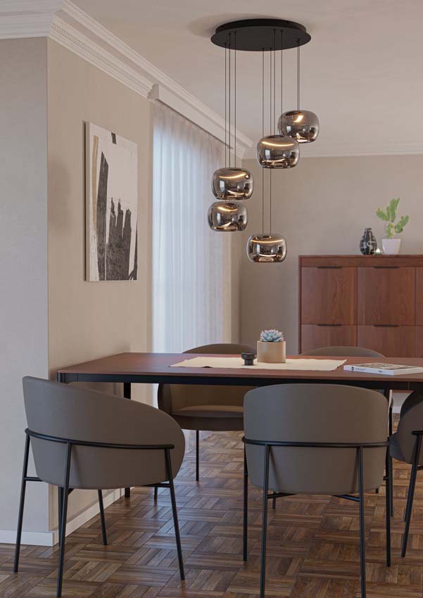 Suspension - Noir/smoke - 110x10x120cm - Dimmable - LED - 5x4,6W - 3000K - 3450lm
