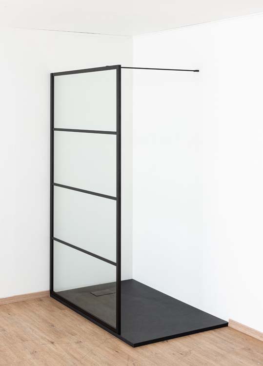 Paroi de douche Ugo profile noire 120x200cm avec barre