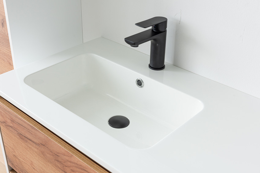 Meuble de salle de bains Treviso chêne/blanc avec lavabo simple blanc brillant 120cm