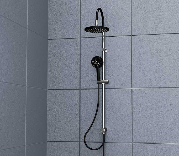 Set de douche avec douche principale Fons chrome/noir Set de douche avec douche principale Fons chrome/noir